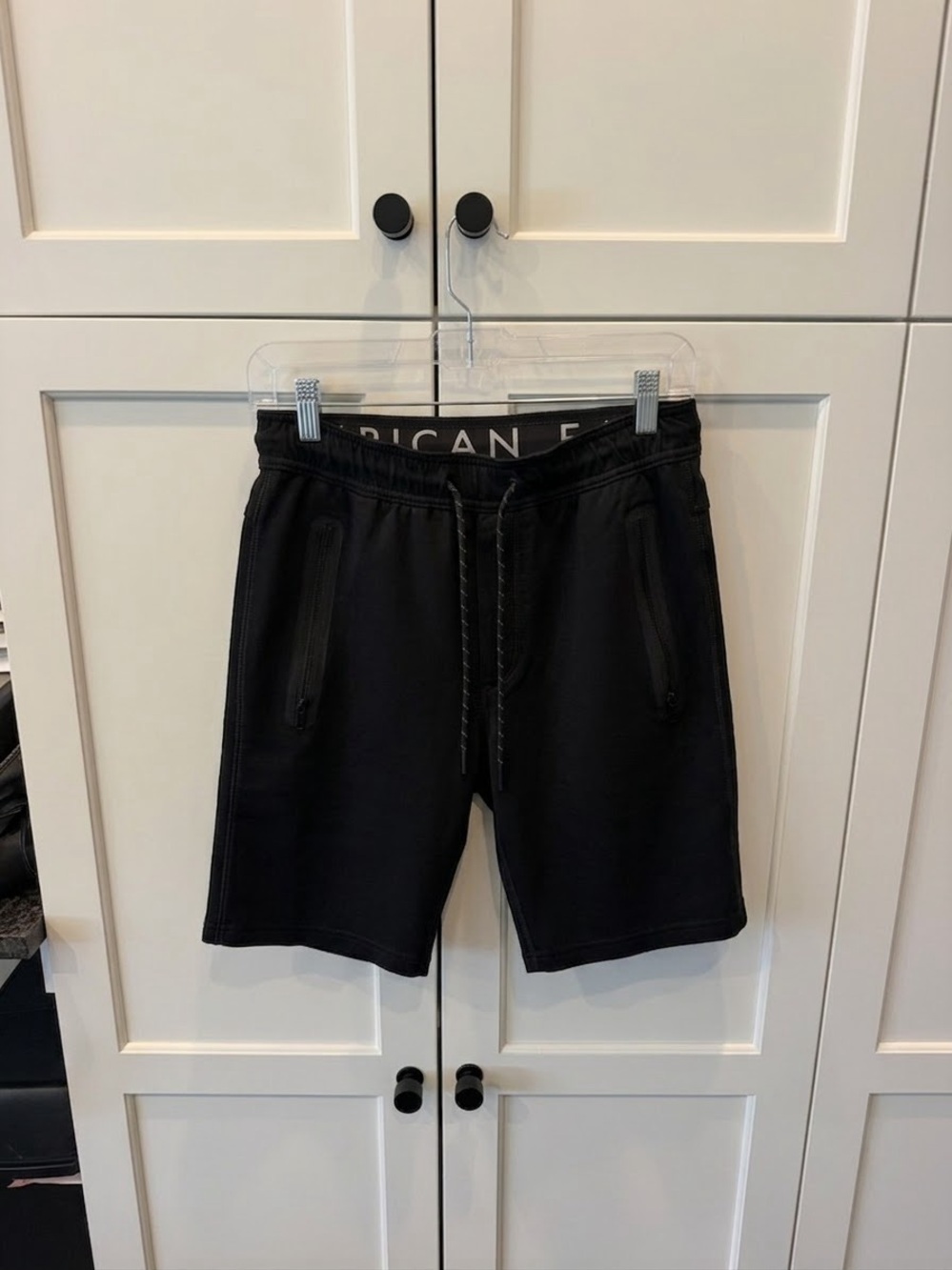 American Eagle Outfitters Black Men's Athletic Knit Drawstring Shorts